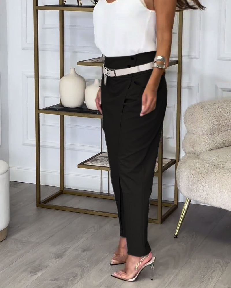 Cora | Elegant wrap trousers with belt