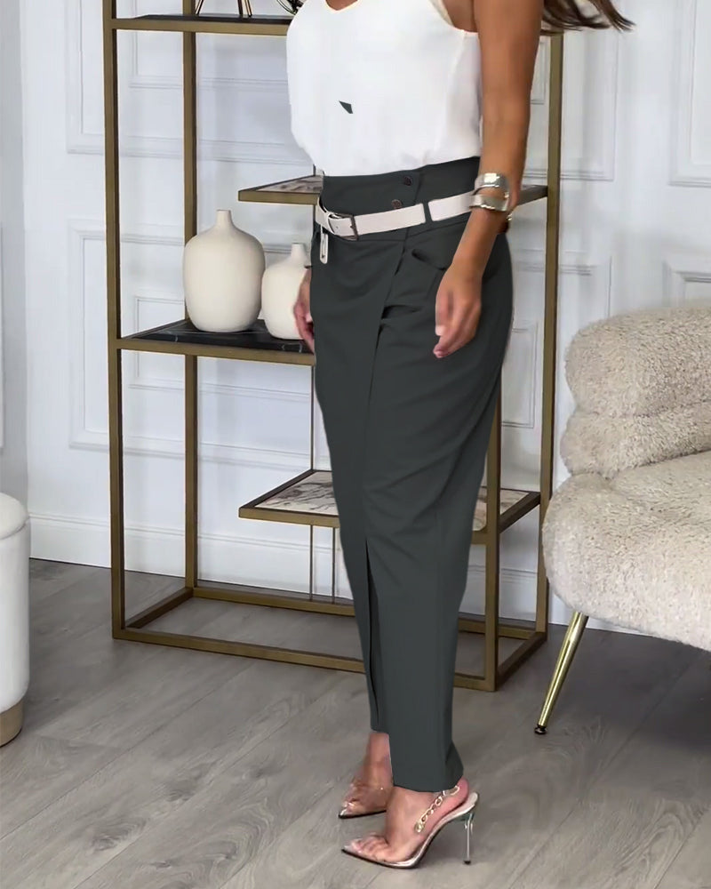 Cora | Elegant wrap trousers with belt