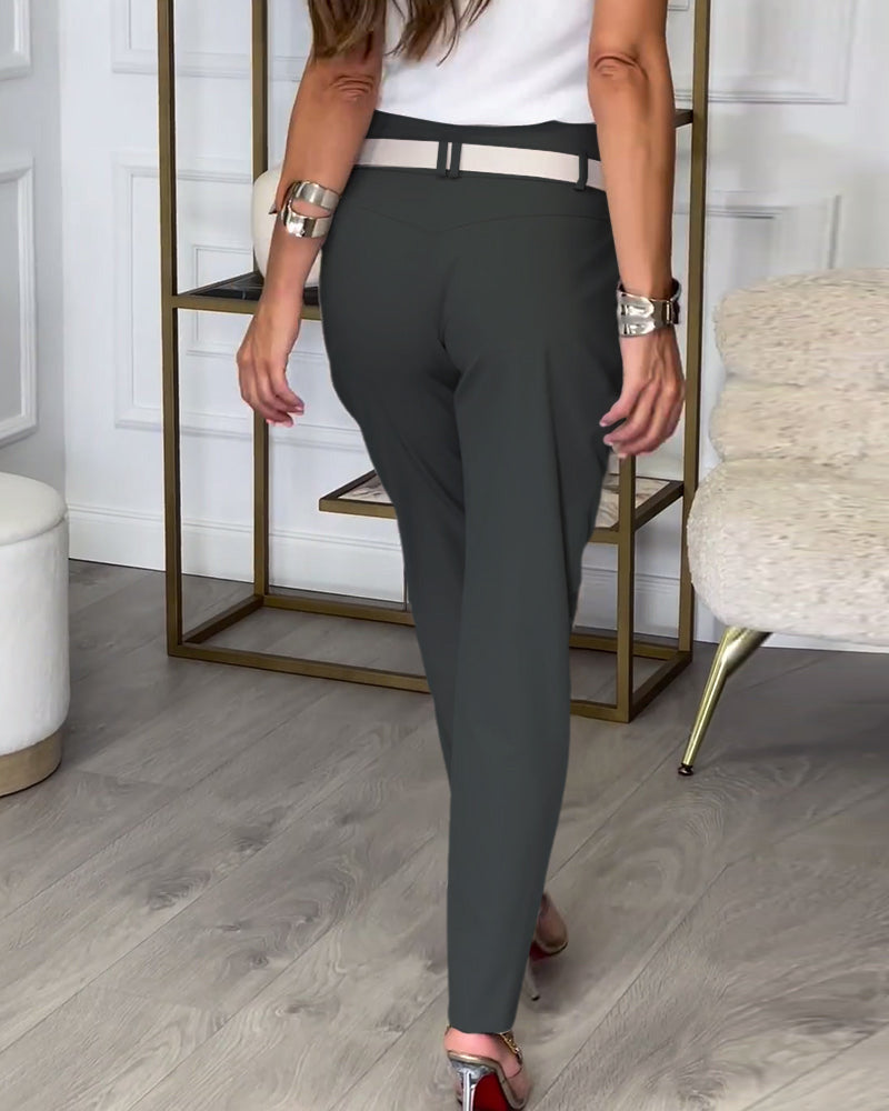 Cora | Elegant wrap trousers with belt