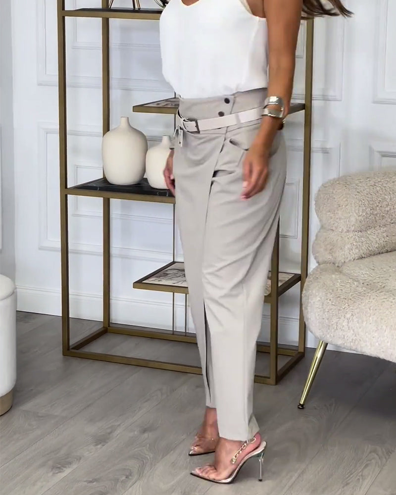 Cora | Elegant wrap trousers with belt